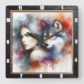 Einsamkeit der Eingeborenen: Willow Trees Night Dr Quadratische Wanduhr (Vorderseite)