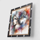 Einsamkeit der Eingeborenen: Willow Trees Night Dr Quadratische Wanduhr (Winkel)