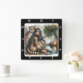 Einsamkeit der Eingeborenen: Willow Trees Tiger's  Quadratische Wanduhr (Zuhause)