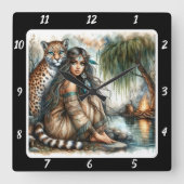 Einsamkeit der Eingeborenen: Willow Trees Tiger's Quadratische Wanduhr (Vorderseite)