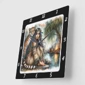 Einsamkeit der Eingeborenen: Willow Trees Tiger's Quadratische Wanduhr (Winkel)