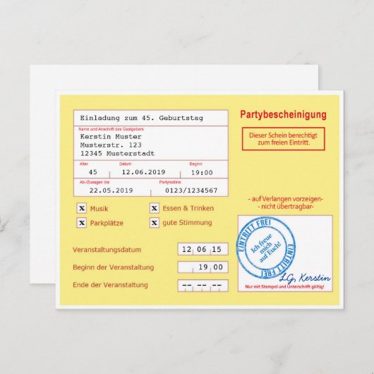 Einschein Postkarte (Vorne/Hinten)