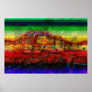 Einschienenbahn zu zeitgenössischem Hotel und zu Poster