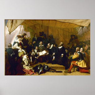 Einschiffung der Pilger durch Robert W. Weir Poster