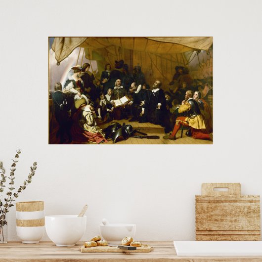 Einschiffung der Pilger durch Robert W. Weir Poster (Küche)