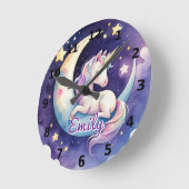 Einschlafen auf dem Mond, bearbeitbare Namensuhr Runde Wanduhr (Winkel)