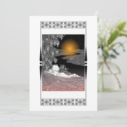 Einschlafen bei Abendkarten Dankeskarte (Stehend Vorderseite)