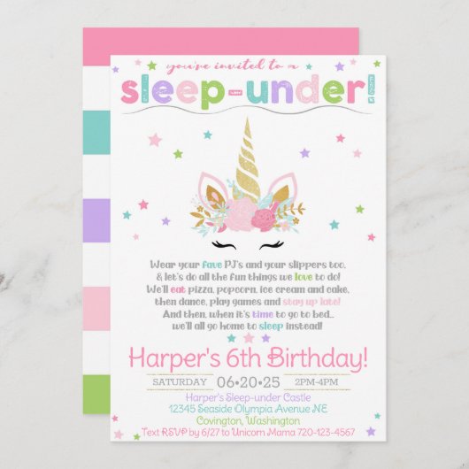 Einschlafen im Schlafzimmer, Einladung (Vorne/Hinten)