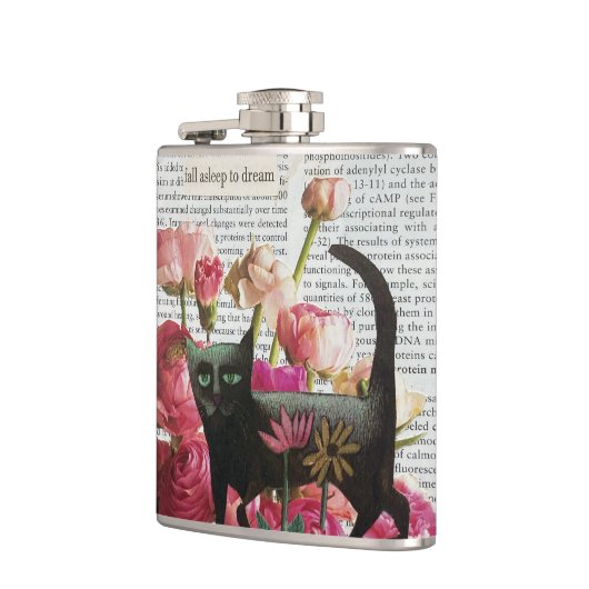 Einschlafen zum Träumen der schwarzen Katze - Hot- Flachmann (Links)