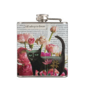 Einschlafen zum Träumen der schwarzen Katze - Hot- Flachmann (Rückseite)