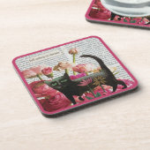 Einschlafen zum Träumen der schwarzen Katze - Hot- Getränkeuntersetzer (Linke Seite)