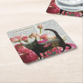 Einschlafen zum Träumen der schwarzen Katze - Hot- Rechteckiger Pappuntersetzer (angewinkelt)