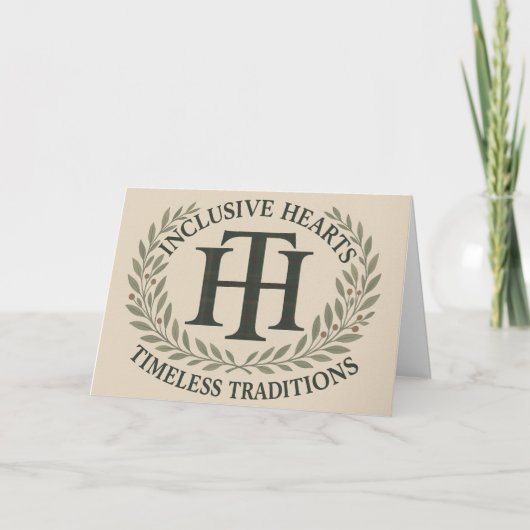 Einschließende Herzen, zeitlose Traditionen Feiertagskarte (Vorderseite)