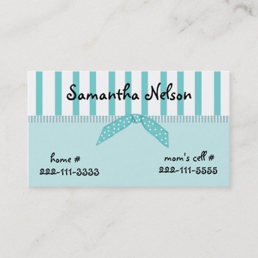 Einschließungskarte des stilvollen Mädchens Telefonnummerkarte (Vorderseite)