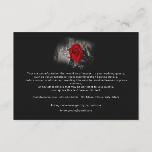 Einschließungskarte für Elegante Rote Rose Begleitkarte (Rückseite)