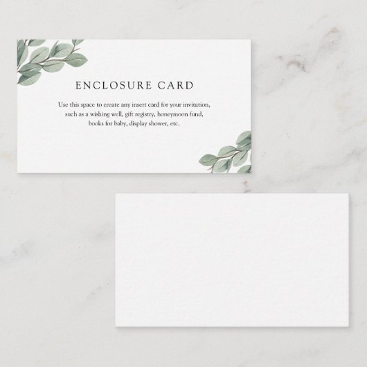 Einschlusskarte für die Eukalyptus-Zweigstelle Begleitkarte (Vorne/Hinten)