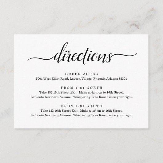 Einschlusskarte für die Richtung - Einfach Begleitkarte (Vorderseite)