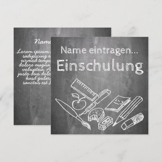 Einschulung im Tafelstil 2 (Vorne/Hinten)