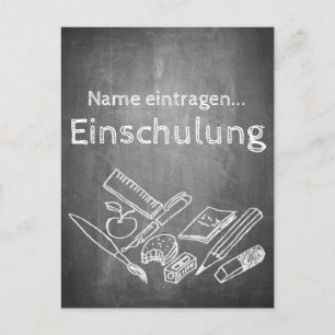 Einschulung im Tafelstil 2 Feiertagspostkarte