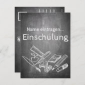 Einschulung im Tafelstil 2 Feiertagspostkarte (Vorne/Hinten)