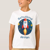 Einschulung - Rakete gelbe Sterne - Schulkind | T-Shirt (Vorderseite)