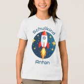 Einschulung - Rakete gelbe Sterne - Schulkind | Tri-Blend Shirt (Vorderseite)
