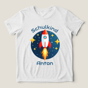 Einschulung - Rakete gelbe Sterne - Schulkind   Tri-Blend Shirt
