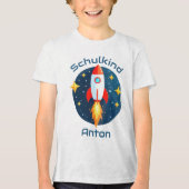 Einschulung - Rakete gelbe Sterne - Schulkind | Tri-Blend Shirt (Vorderseite)