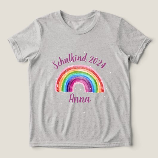 Einschulung Schulkind 2026 - Sternchen Regenbogen Tri-Blend Shirt (Design Vorderseite)