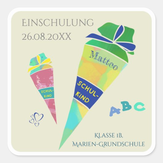 Einschulung Schulkind Inhalt Schultüte Sticker (Vorderseite)