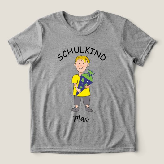 Einschulung Schulkind - Junge mit Schultüte 1 | Tri-Blend Shirt (Design Vorderseite)