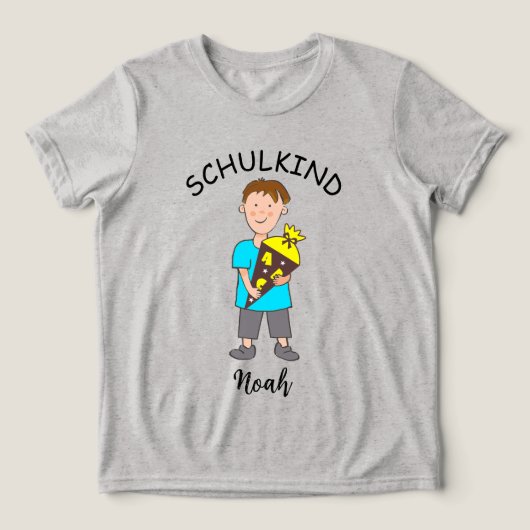 Einschulung Schulkind - Junge mit Schultüte 3 | Tri-Blend Shirt (Design Vorderseite)
