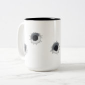 Einschussloch Zweifarbige Tasse (Vorderseite Links)