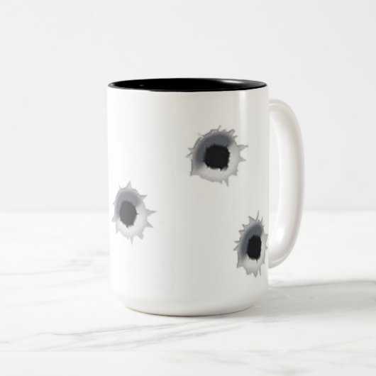 Einschussloch Zweifarbige Tasse (VorderseiteRechts)