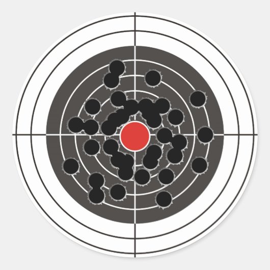 Einschusslöcher im Ziel - aber nicht im Bullauge! Runder Aufkleber (Vorderseite)