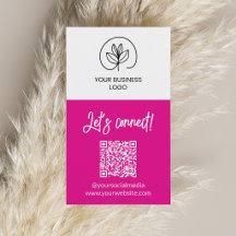 Einseitige Fuchsia Let's Connect QR-Code Visitenka