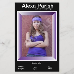 Einseitige Modell-Kopfschuss-Comp/Zed-Karte Flyer