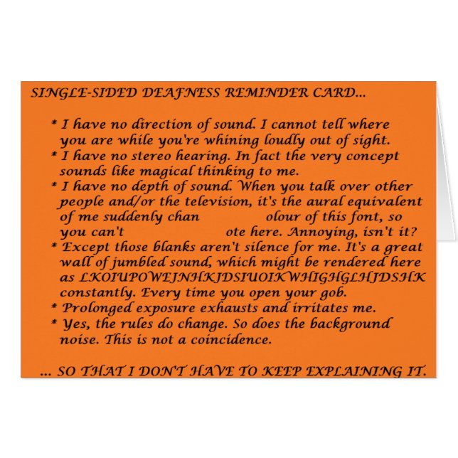 Einseitige Taubheits-Wiegenlaken (Vorderseite (Horizontal))