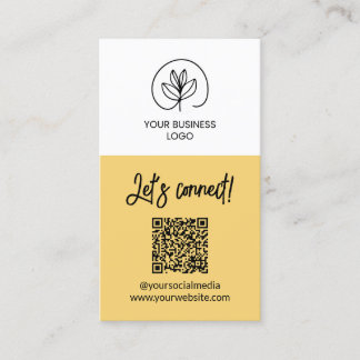 Einseitige weiche gelbe Let's Connect QR-Code Visi Visitenkarte
