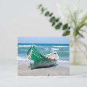 Einseitiges Schiff607 Row-Boot Meeresstrand-Welle Postkarte (Stehend Vorderseite)