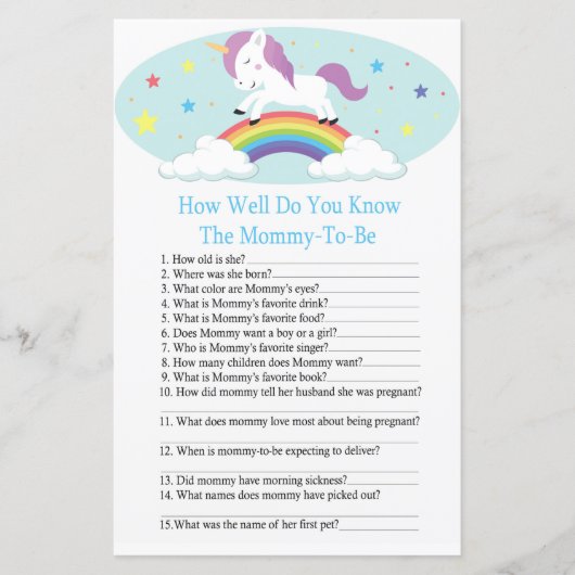 Einsicht, wie gut Sie Baby Dusche Spiel wissen (Vorderseite)