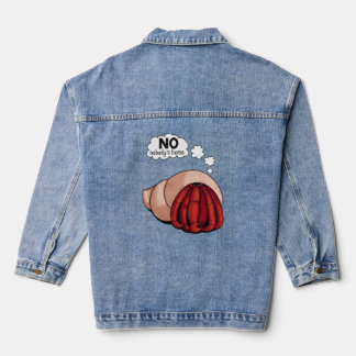 Einsiedlerkrebs im Cartoon-Stil versteckt sich in  Jeansjacke