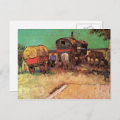 Einsiedlung von Sinti und Roma mit Wohnwagen durch Postkarte (Vorne/Hinten)