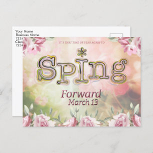 Einsparungen am Tag Frühling im Vorfeld Postkarte