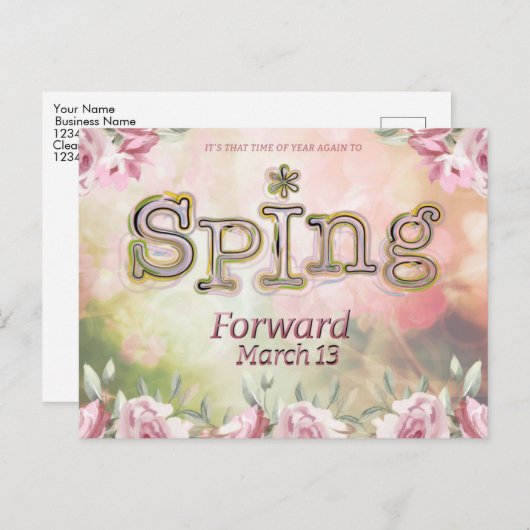 Einsparungen am Tag Frühling im Vorfeld Postkarte (Vorne/Hinten)