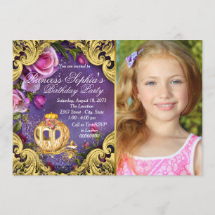 Einst Fairytale-Prinzessin Birthday Party Einladung