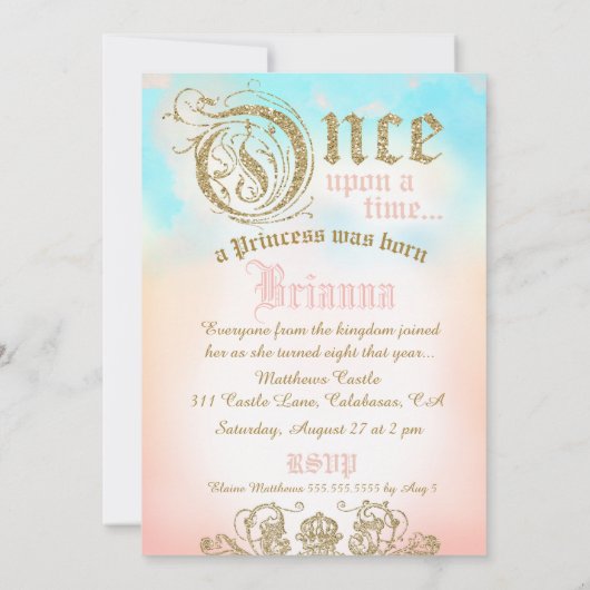 Einst Prinzessin Invitation Einladung (Rückseite)