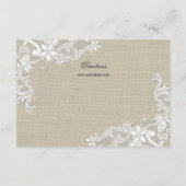 Einstecken der Spitzen- und Burlap-Richtung Begleitkarte (Rückseite)