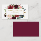 Einsteckkarte BG für das Hochzeitburgundy Blue Gol Begleitkarte (Vorne/Hinten)