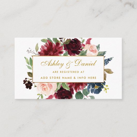 Einsteckkarte BG für das Hochzeitburgundy Blue Gol Begleitkarte (Vorderseite)